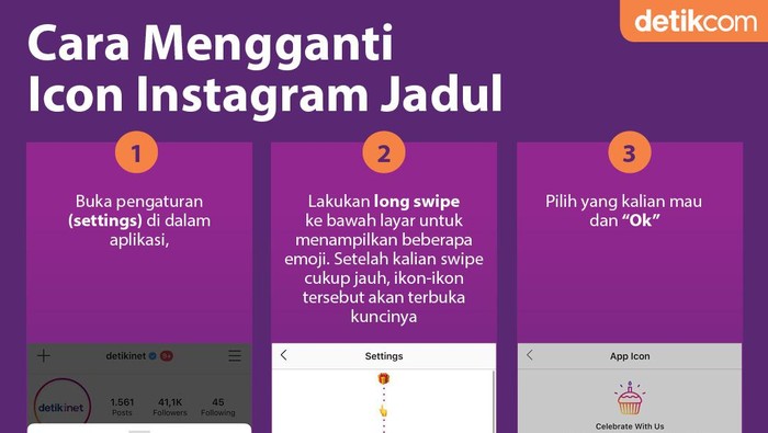 Infografis Cara Ganti Ikon Instagram Jadul