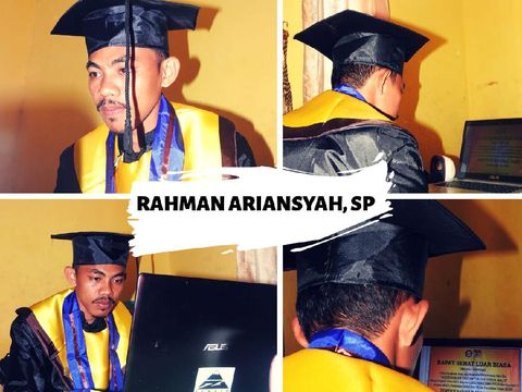 Rahman Ariansyah. S. P saat wisuda online