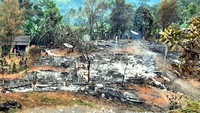 Hanya dalam waktu 1 jam seluruh rumah warga nyaris rata dengan tanah. (Relawan Sukabumi Sehati Gerak Bersama)
