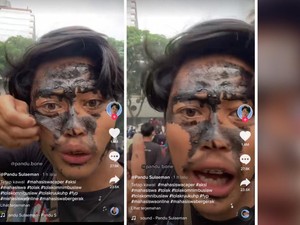 Biar Glowing, Aksi Pria Saat Demo RUU Cipta Kerja Ini Bikin Ngakak