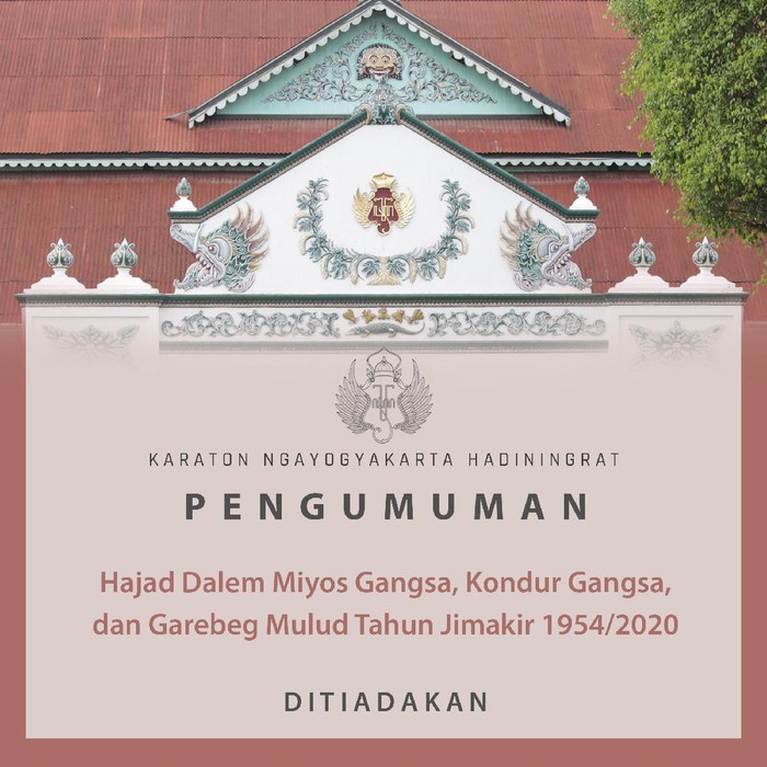 pengumuman grebeg mulud keraton yogyakarta 2020