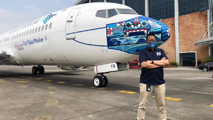 Garuda Indonesia meluncurkan desain mask livery (livery pesawat dengan masker) terbaru pada armada B737-800 NG. Masker itu menampilkan motif Barong Bali.