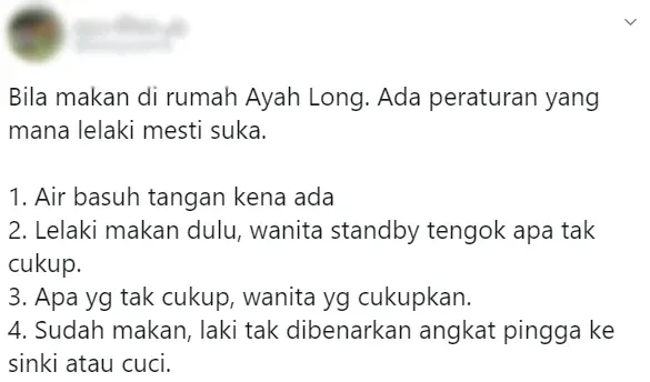 Aturan Istri saat Makan Bareng Suami Ini Dianggap Seksisme