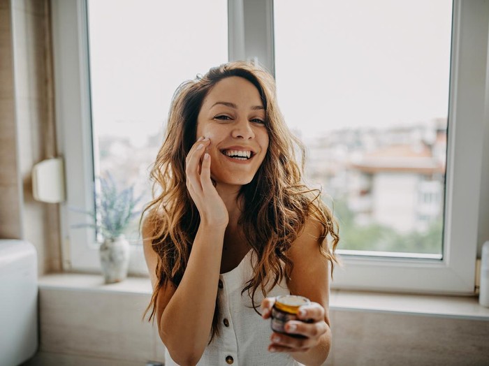skincare Young woman at home