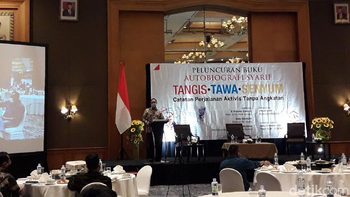 Acara peluncuran buku autobiografi anggota DPRD DKI Jakarta Fraksi Gerindra, Syarif (M Ilman/detikcom)