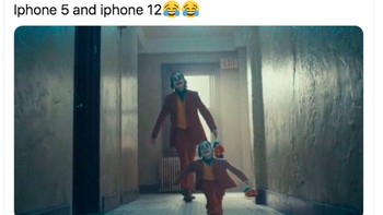 iPhone 5 dan iPhone 12 seperti kembar menurut meme ini. Foto: istimewa
