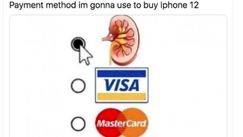 Meme klasik ini kembali muncul, terpaksa jual ginjal demi beli iPhone terbaru. Foto: istimewa