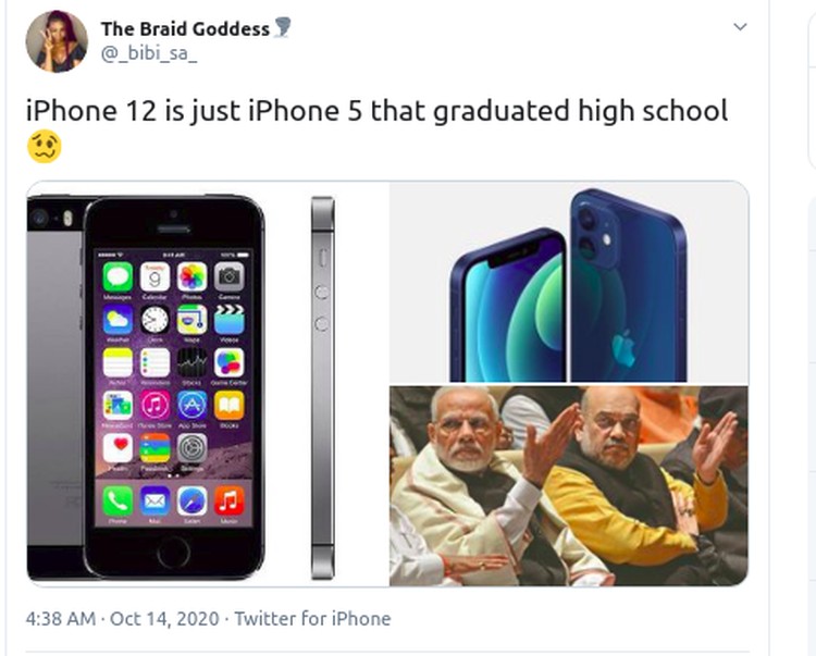 meme iphone 12 vs iphone 5 twitter
