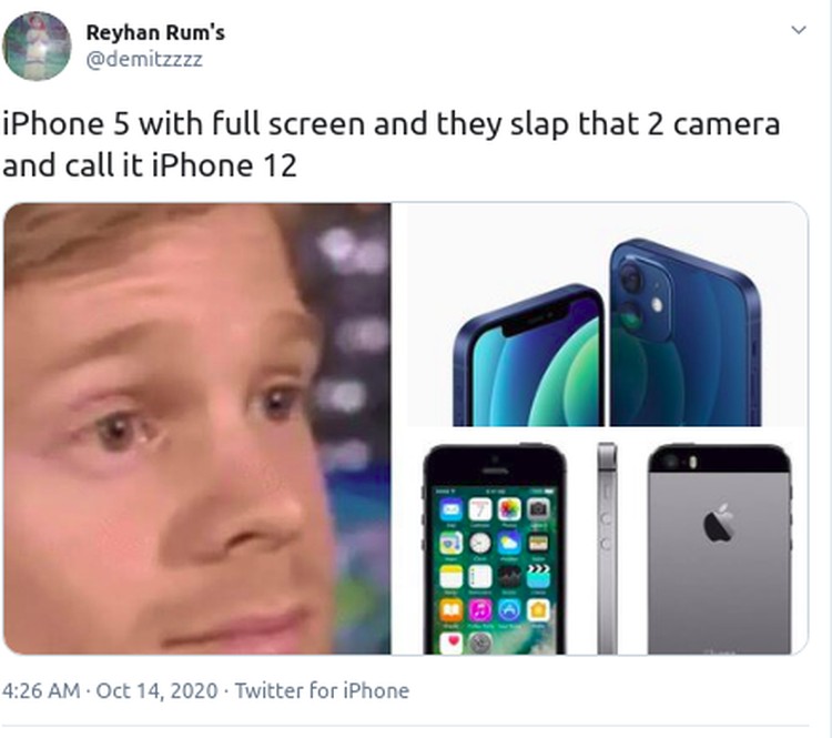 meme iphone 12 vs iphone 5 twitter