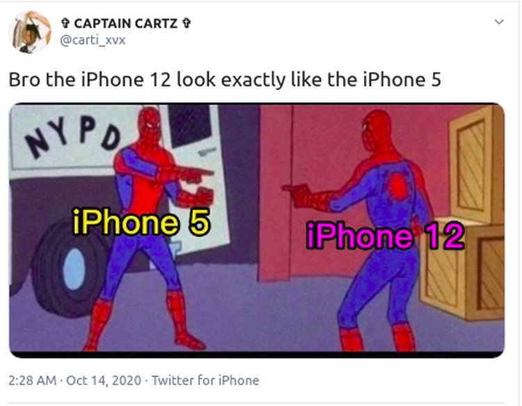 meme iphone 12 vs iphone 5 twitter
