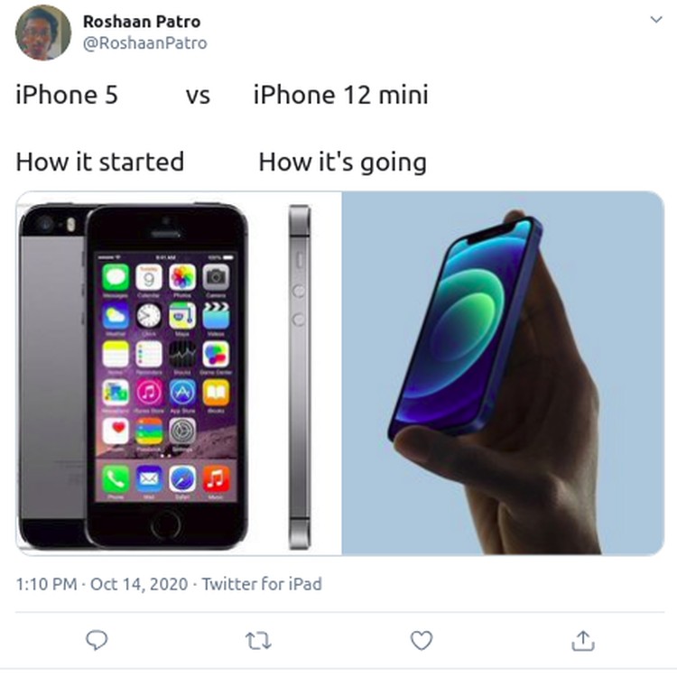 meme iphone 12 vs iphone 5 twitter