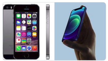 iPhone 5 VS iPhone 12 mini. Foto: screenshot
