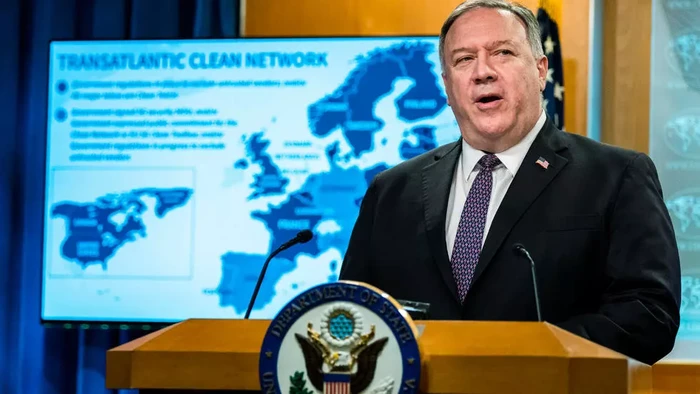 Menlu AS Mike Pompeo dala konferensi pers soal rudal Korea Utara (AFP Photo)