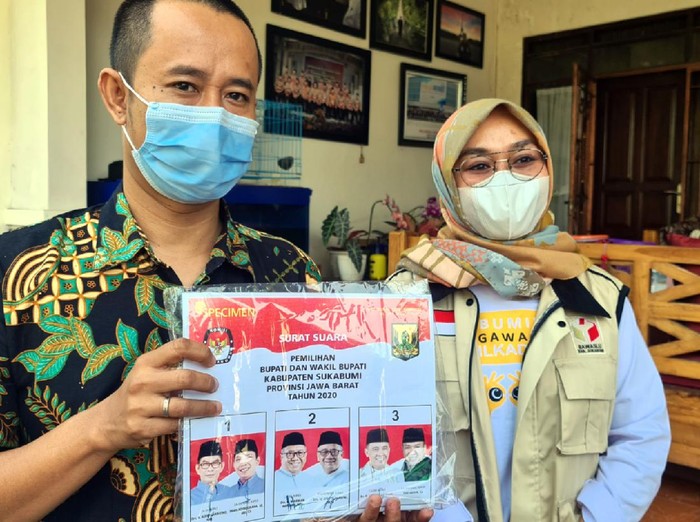 Penampakan surat suara untuk Pilbup Sukabumi 2020.