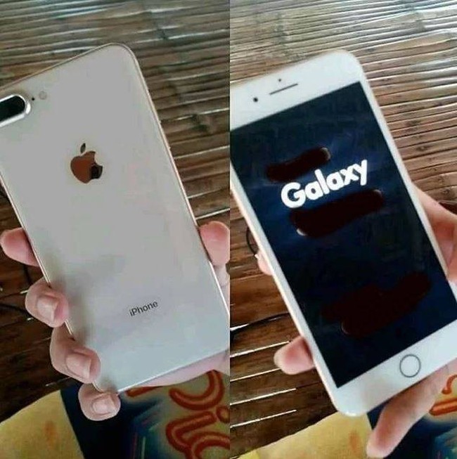 Casingnya sih iPhone tapi dalemnya kok beda ya? Ada yang punya HP seperti ini juga? Foto: Instagram/@kebebasanrakyat