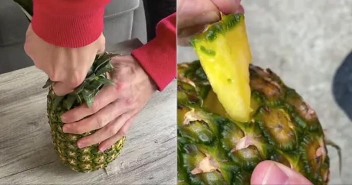 Cara Mengupas Nanas Tanpa Pisau, Hanya Pakai Tangan