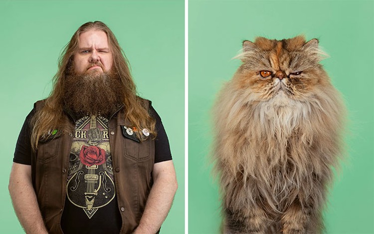 Manusia dan kucing yang mirip