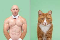 Manusia dan kucing yang mirip