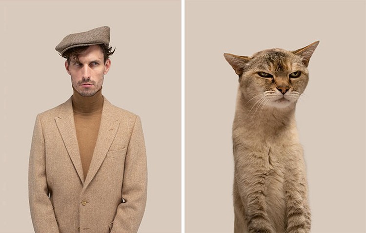 Manusia dan kucing yang mirip