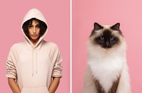 Manusia dan kucing yang mirip