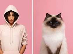 Potret Gemas Kucing dan Manusia yang Seperti Kembar