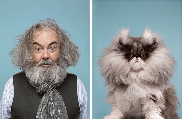 Manusia dan kucing yang mirip