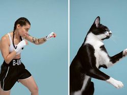 Potret Gemas Kucing dan Manusia yang Seperti Kembar