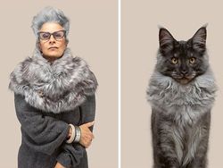 Potret Gemas Kucing dan Manusia yang Seperti Kembar