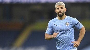 13. Sergio Aguero dengan nilai 178/200. Striker Manchester City ini masih ancaman menakutkan bagi pertahanan lawan. Foto: Michael Regan/Pool via AP
