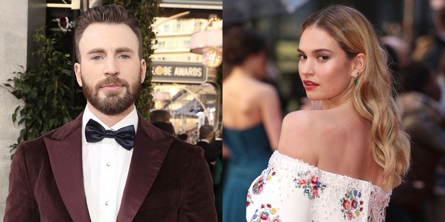 Pada Juli 2020, Lily James dan bintang Captain America, Chris Evans sering tertangkap kamera berduaan di London. Keduanya pun dikabarkan memiliki hubungan spesial.  Foto: dok. Getty Images