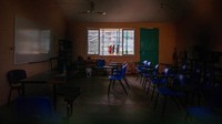 Suasana ruang kelas kosong yang tutup akibat pandemi COVID-19 di La Ilusion, Chiapas, Meksiko.  