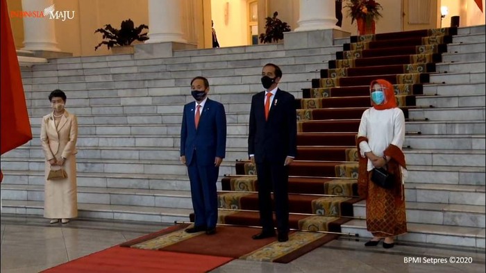 Jokowi bertemu PM Jepang Yoshihide Suga (Foto: Tangkapan layar YouTube Setpres)