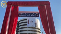 Seremoni peresmian nama jalan Presiden Joko Widodo (dalam bahasa Inggris: President Joko Widodo Street, dan dalam bahasa Arab: شارع الرئيس جوكو ويدودو) tersebut digelar di Abu Dhabi Senin (19/10/2020) pukul 16:45 waktu setempat oleh Sheikh Khalid bin Mohammed bin Zayed Al Nahyan, anggota sekaligus Chairman Abu Dhabi Executive Office. Istimewa/KBRI UEA  
