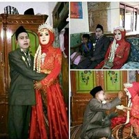 Biasanya di acara pernikahan pengantin pria juga ikut dimakeup loh. Tapi sedikit saja sih, nggak kayak yang satu ini. Foto: Twitter/udingabut535