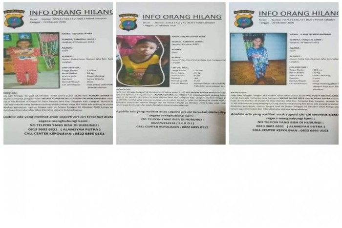 Foto 3 anak yang hilang misterius di Langkat (ANTARA)