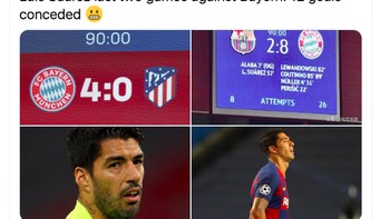 Sebanyak 12 gol diasarangkan oleh Bayern ke gawang tim yang dibela Suarez. Foto: istimewa