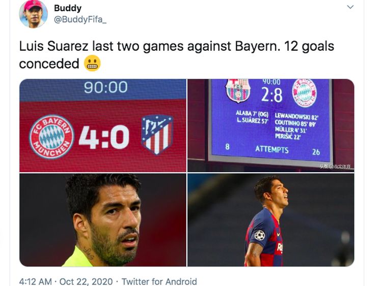 Atletico Dibantai Bayern, Luis Suarez Habis Jadi Ejekan