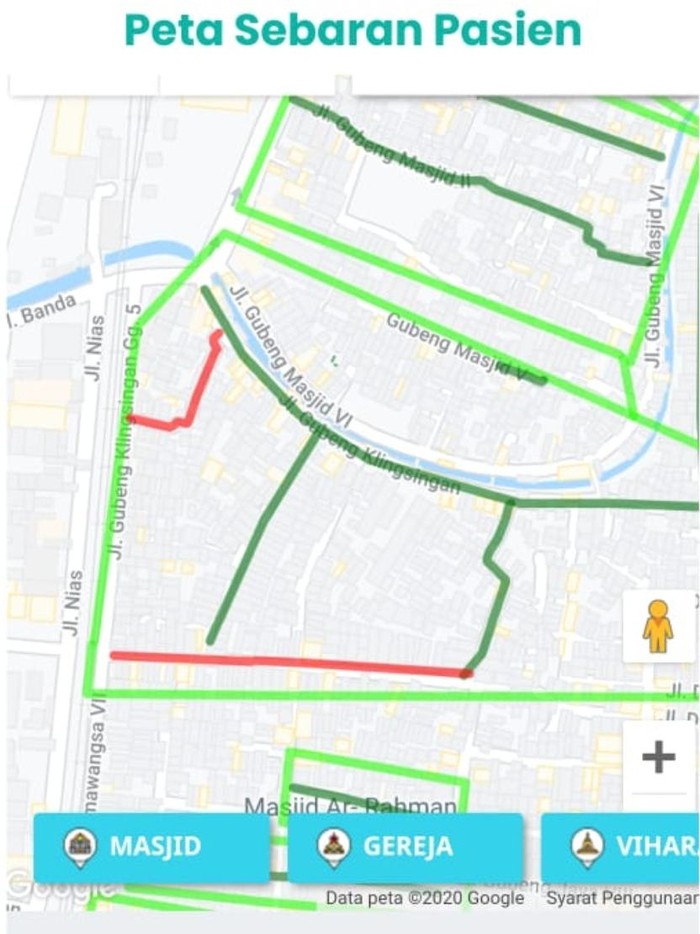 sebaran pasien covid di surabaya