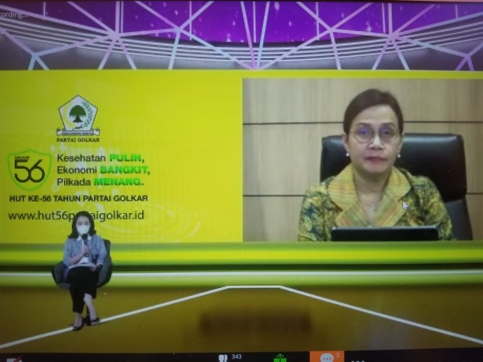 Sri Mulyani di Hut Golkar