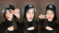 Pose-pose lucu Anya Geraldine dengan menggunakan topi. Foto: Instagram Anya Geraldine