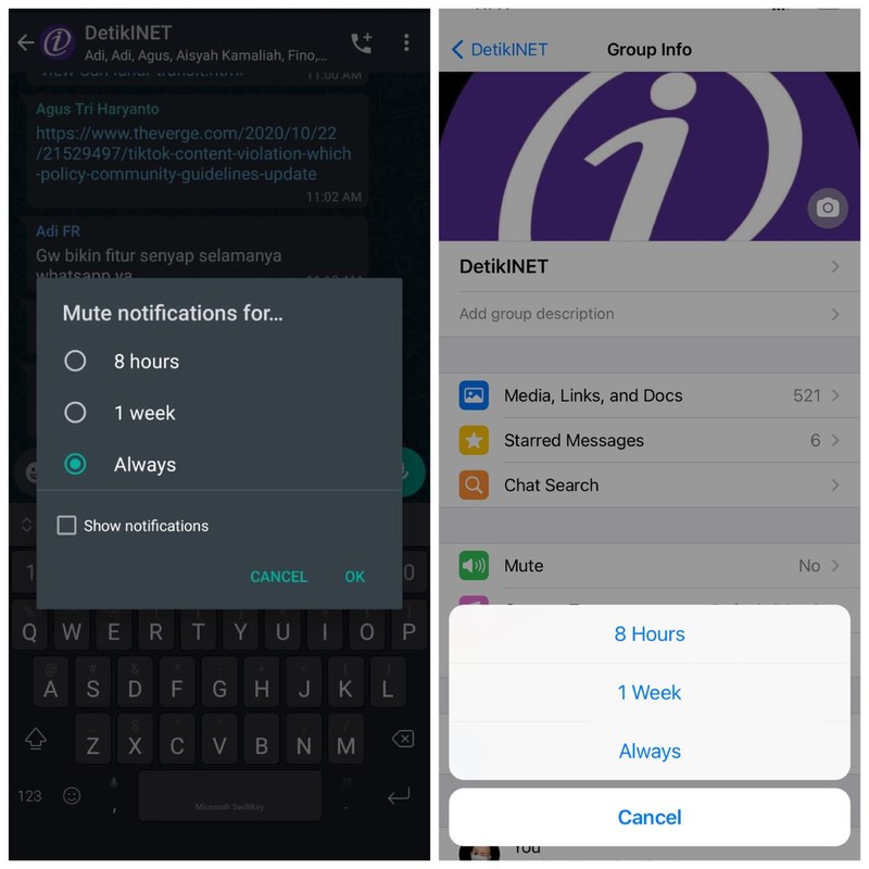 fitur whatsapp mute always