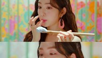 Pelantun lagu ‘Monster’ ini tengah bermain-main dengan krim cupcake. Irene tampak manis dengan riasan wajah bertema pastel. Foto: Instagram irene.rvelvet