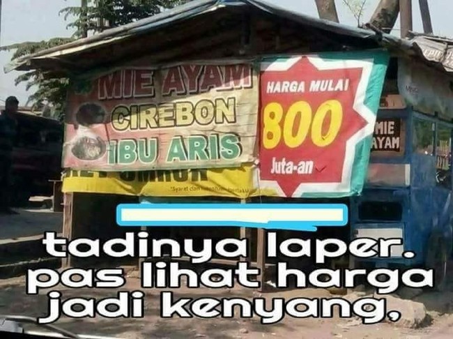 Kalau mie ayamnya seharga rumah ya perut rasanya langsung kenyang deh, nggak jadi makan.. Foto: Instagram/@receh.id