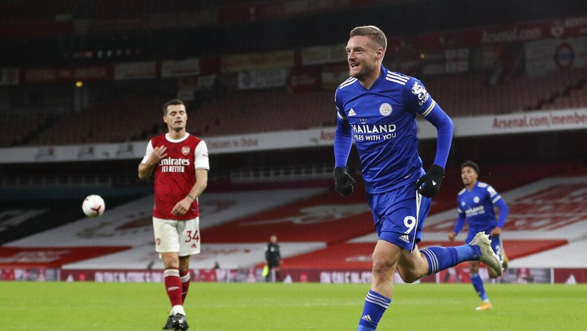 Jamie Vardy paling suka membobol gawang Arsenal (AP/Catherine Ivill)