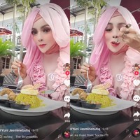 Sosoknya menjadi viral berawal dari unggahannya di akun TikTok miliknya yaitu @yuni_jasminebutiq. Yuni yang populer di Instagram itu mengunggah video dirinya sedang menyantap makanan dengan pakaian yang bernuansa serba pink. Bukan mengomentari aksinya makan, netizen malah salah fokus dengan dagunya yang super lancip. Foto: Screenshot TikTok @yuni_jasminebutiq