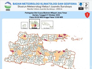 BMKG: Hujan Guyur Sebagian Wilayah Surabaya dan Sidoarjo