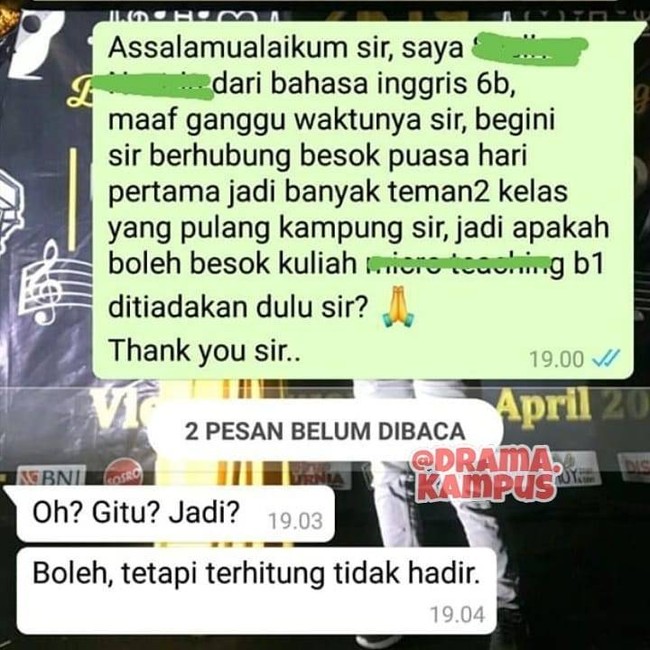 Kalau begini mah berarti sama aja dong.. Si Bapak ngeledek nih.. Foto: Instagram/@drama.kampus