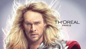 Ketika karakter Thor jadi bintang iklan shampoo. Foto: Instagram/pixelfaker