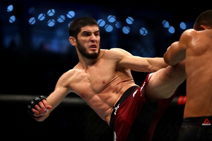 Islam Makhachev ABU DHABI, UNITED ARAB EMIRATES - SEPTEMBER 07: Islam Makhachev of Russia compete against Davi Ramos of Brazil in their Lighhtweight Bout
during the UFC 242 event at The Arena on September 07, 2019 in Abu Dhabi, United Arab Emirates. (Photo by Francois Nel/Getty Images)