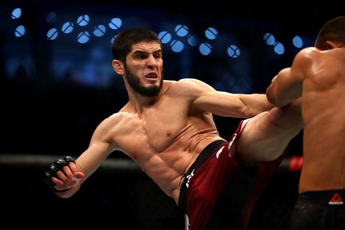ABU DHABI, UNITED ARAB EMIRATES - SEPTEMBER 07: Islam Makhachev of Russia compete against Davi Ramos of Brazil in their Lighhtweight Bout
during the UFC 242 event at The Arena on September 07, 2019 in Abu Dhabi, United Arab Emirates. (Photo by Francois Nel/Getty Images)